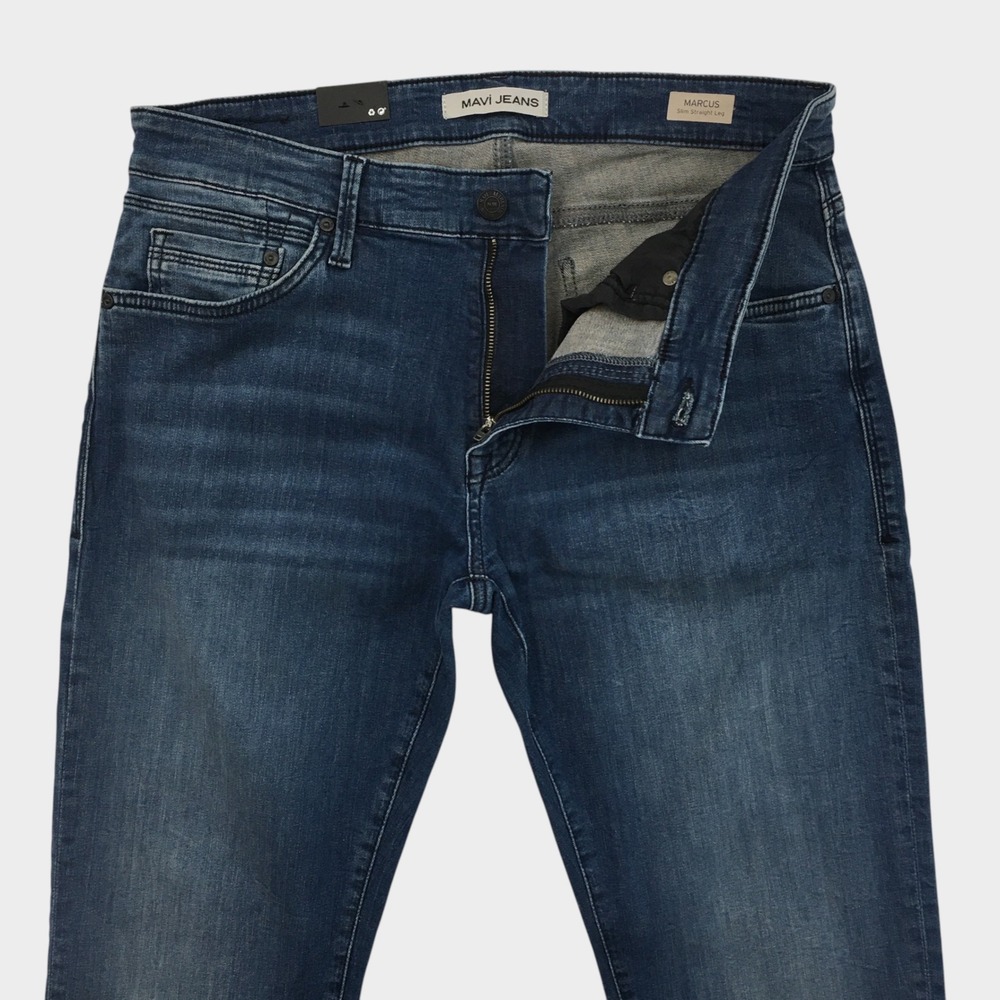 NEW! Mavi Marcus Slim Straight Leg Jeans Dark Wash Blue Mens 34x32 Stretch Denim